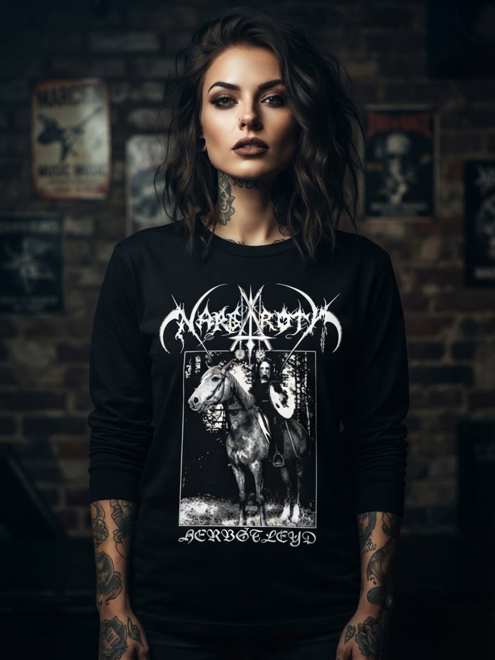 Nargaroth Herbstleyd. Cotton Black Long Sleeve, Crew-Neck Sz S-2XL.